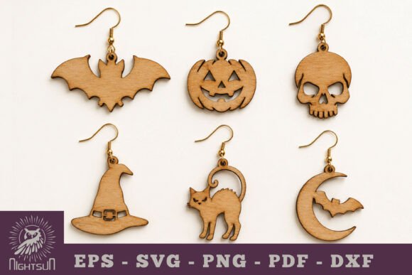 Download Halloween Earring Wooden Lasercut - Halloween earring Collection