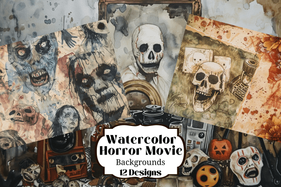 Download 12 Watercolor Horror Movie Illustrations - Illustration Collection