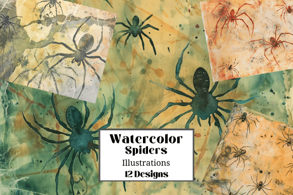Download 12 Watercolor Spiders Illustrations - Illustration Collection
