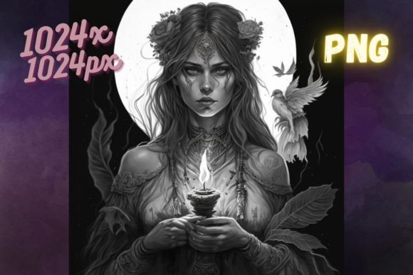 Download Illustration of a Beautiful Pagan Witch - Illustration Collection