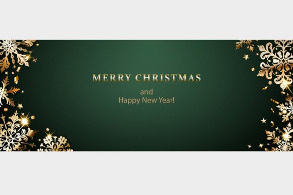 Download Christmas Illustration with Golden Snow. - Illustration Collection